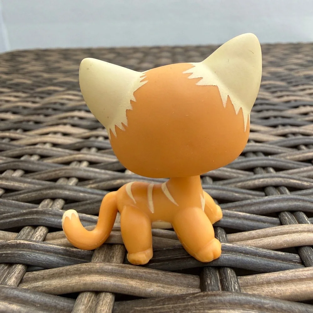 Littlest Pet Shop LPS #525 #790 Orange Tabby Cat Green Eyes Authentic Bobble